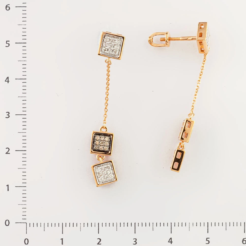 Серьги с бриллиантом из красного золота 585 пробы