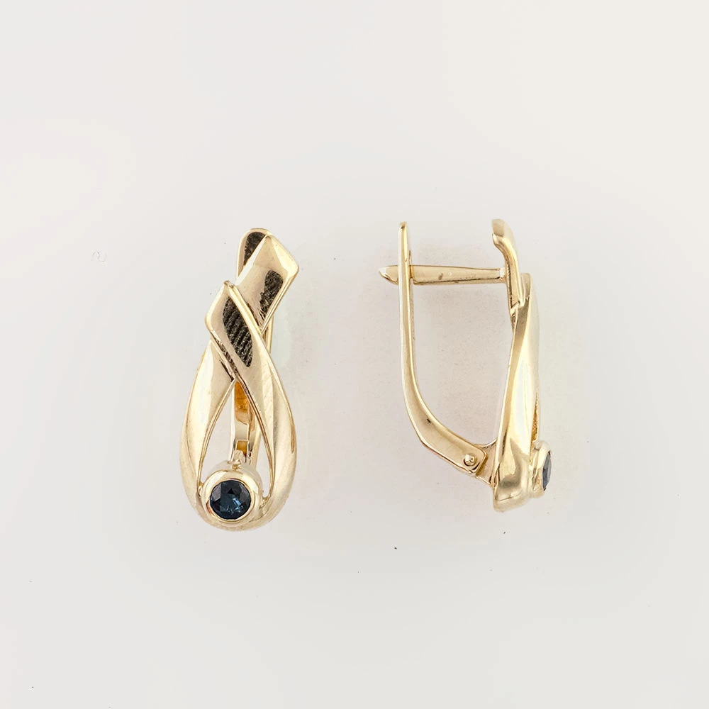 Серьги с сапфиром из белого золота 585 пробы