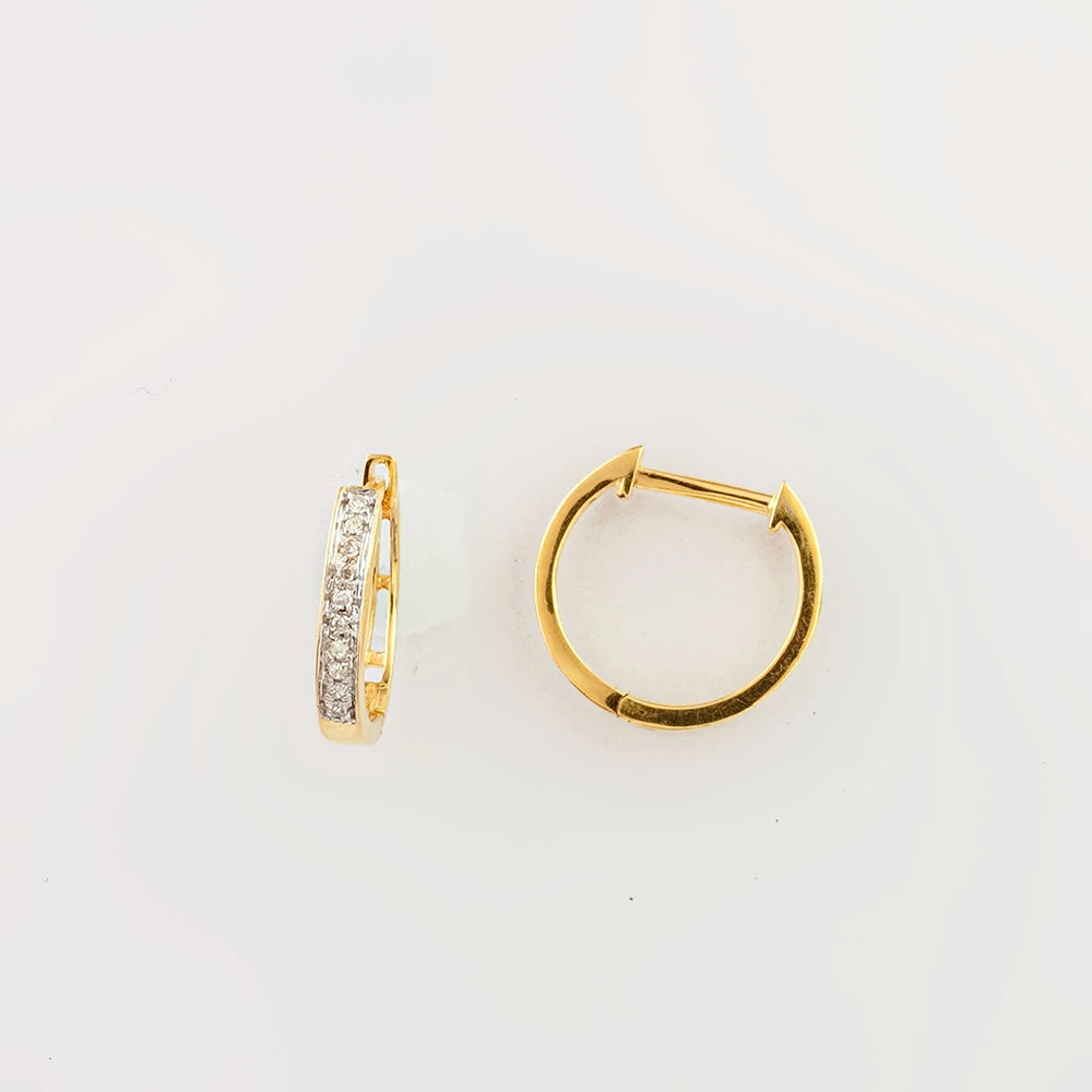 Серьги с бриллиантом из желтого золота 585 пробы