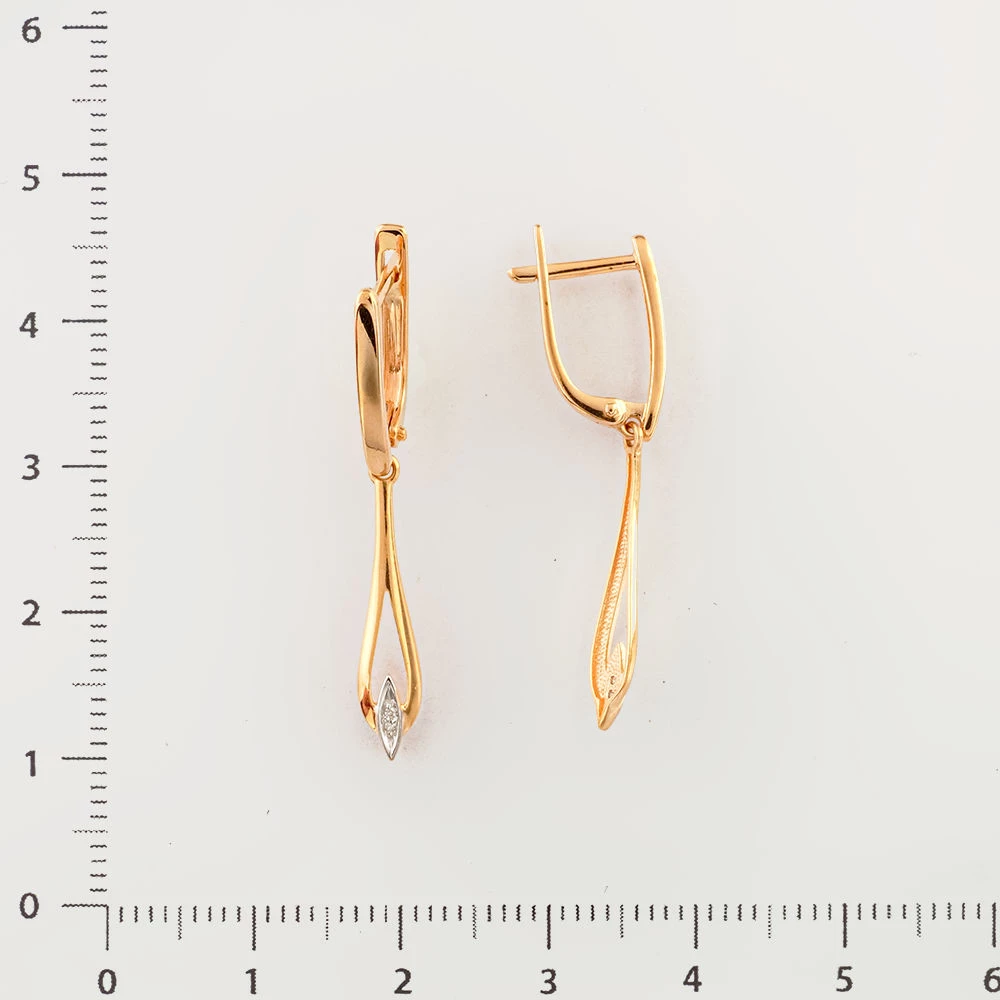 Серьги с бриллиантом из красного золота 585 пробы