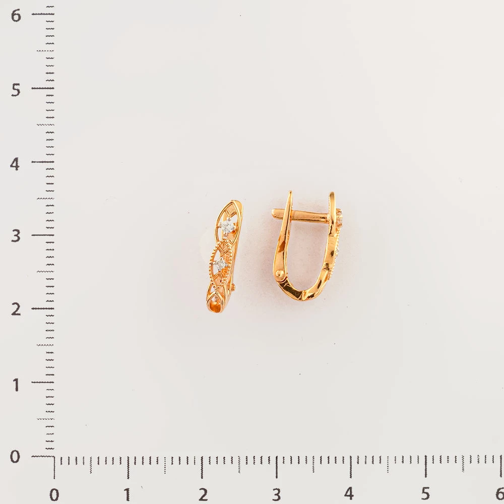 Серьги с бриллиантом из красного золота 585 пробы