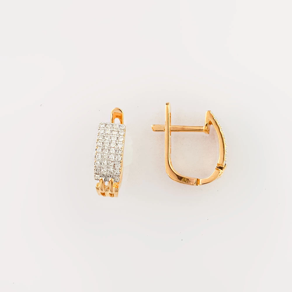 Серьги с бриллиантом из красного золота 585 пробы