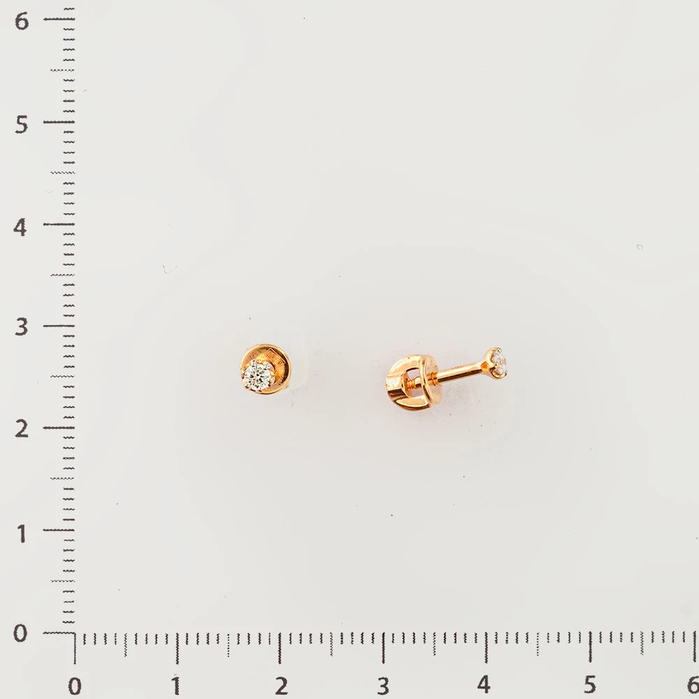 Серьги с бриллиантом из красного золота 585 пробы