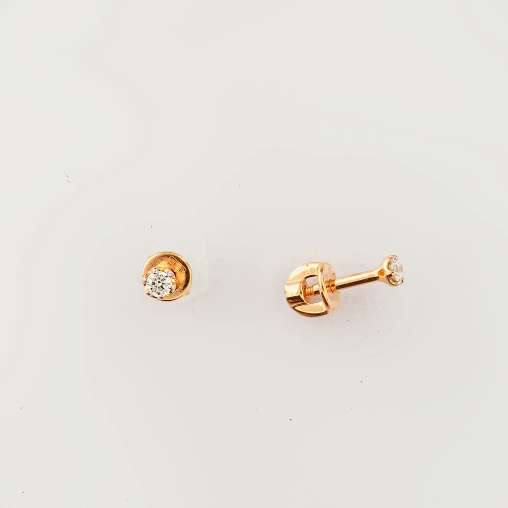 Серьги с бриллиантом из красного золота 585 пробы