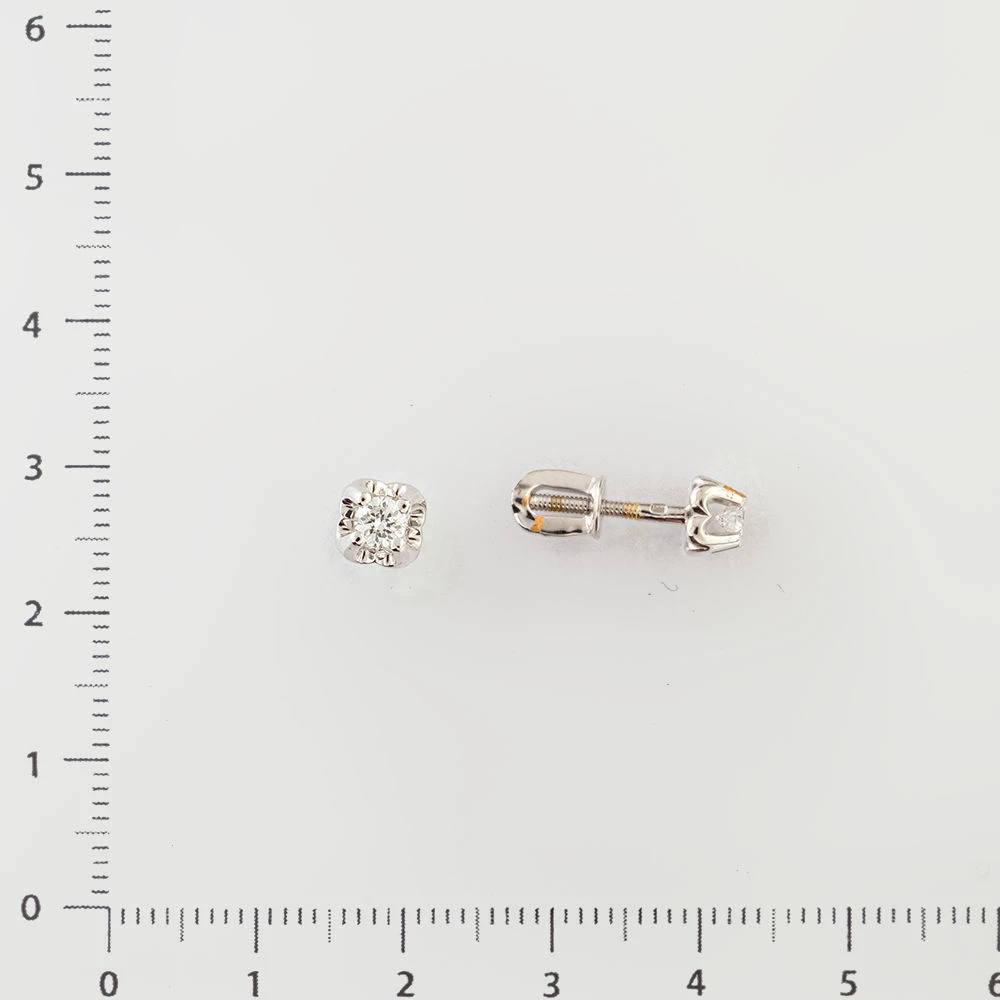 Серьги с бриллиантом из белого золота 585 пробы