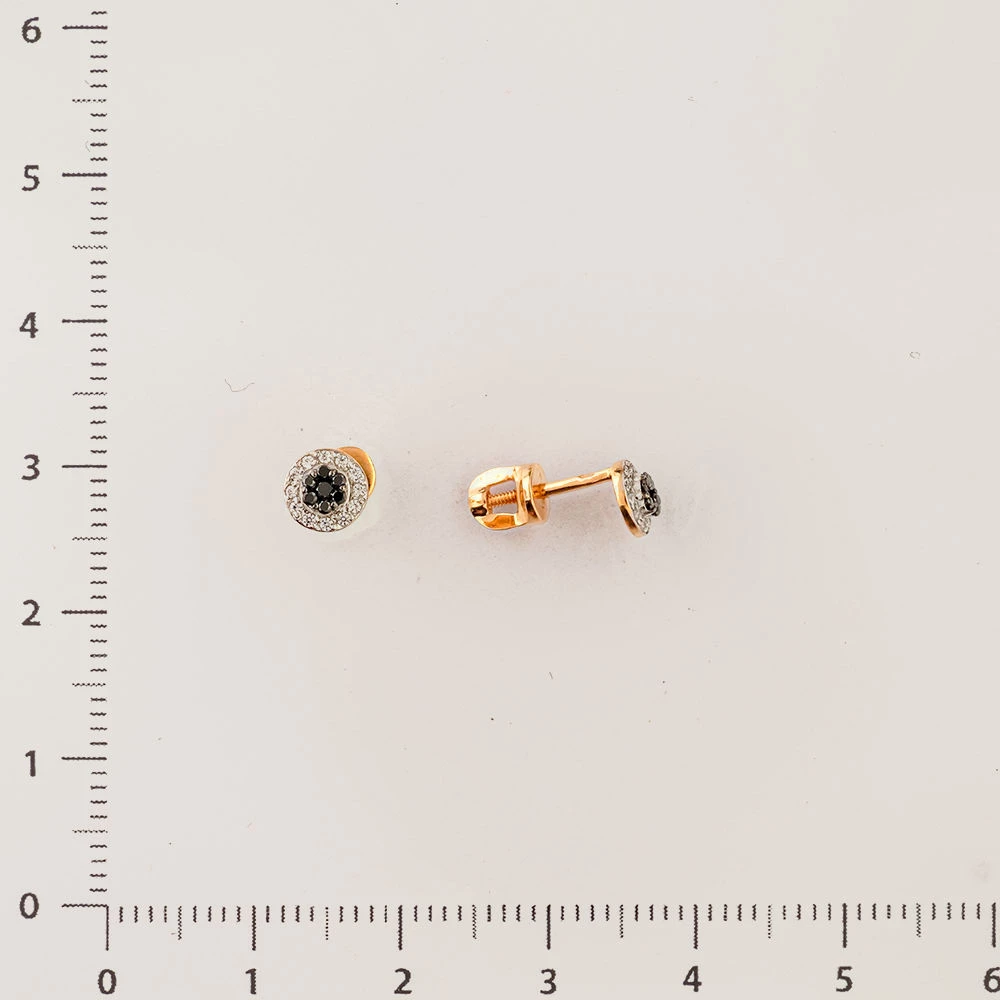 Серьги с бриллиантом из красного золота 585 пробы