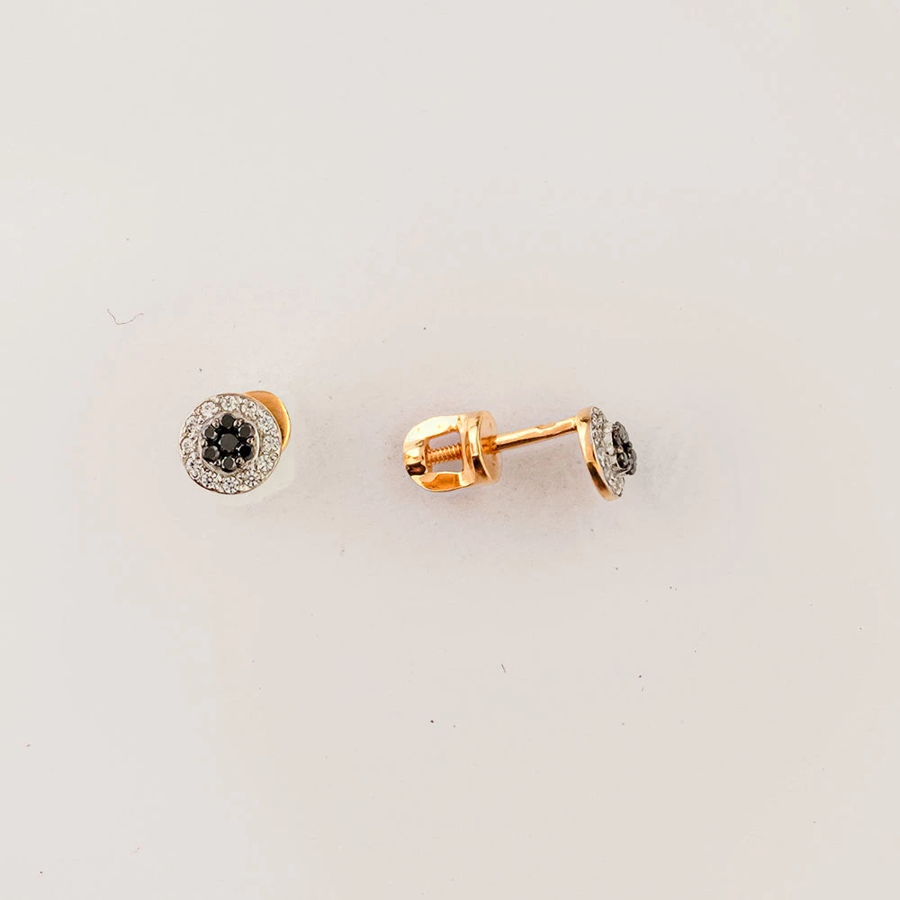 Серьги с бриллиантом из красного золота 585 пробы