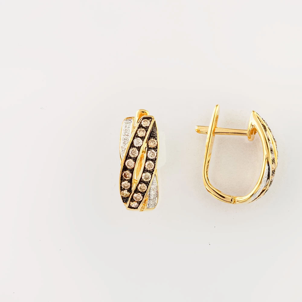 Серьги с бриллиантом из желтого золота 585 пробы