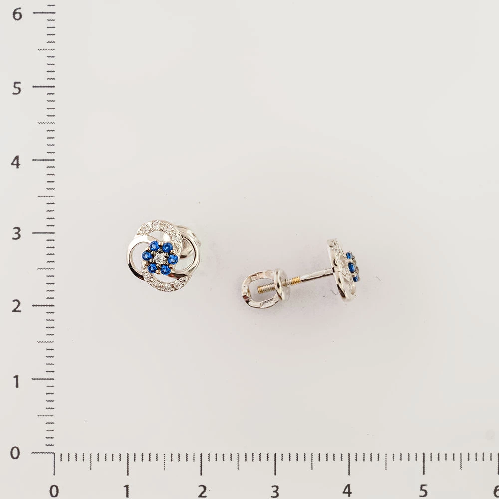 Серьги с ситаллом из белого золота 585 пробы