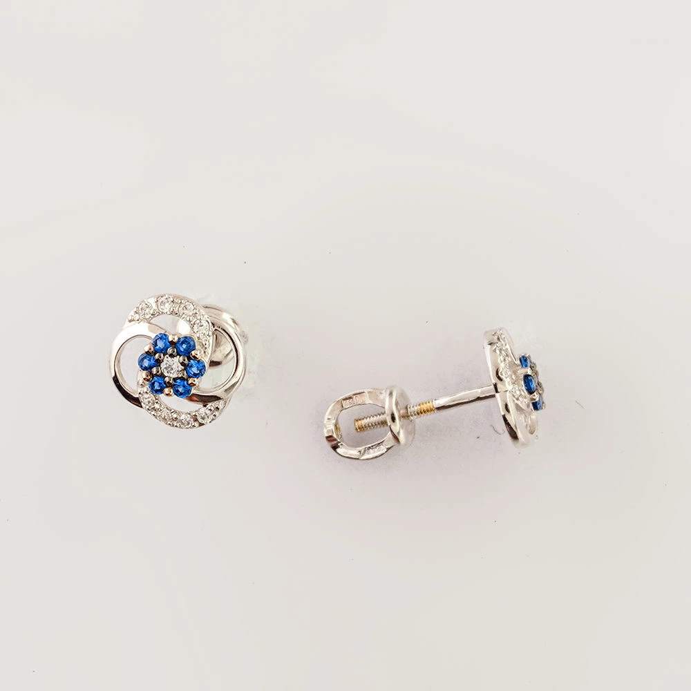 Серьги с ситаллом из белого золота 585 пробы