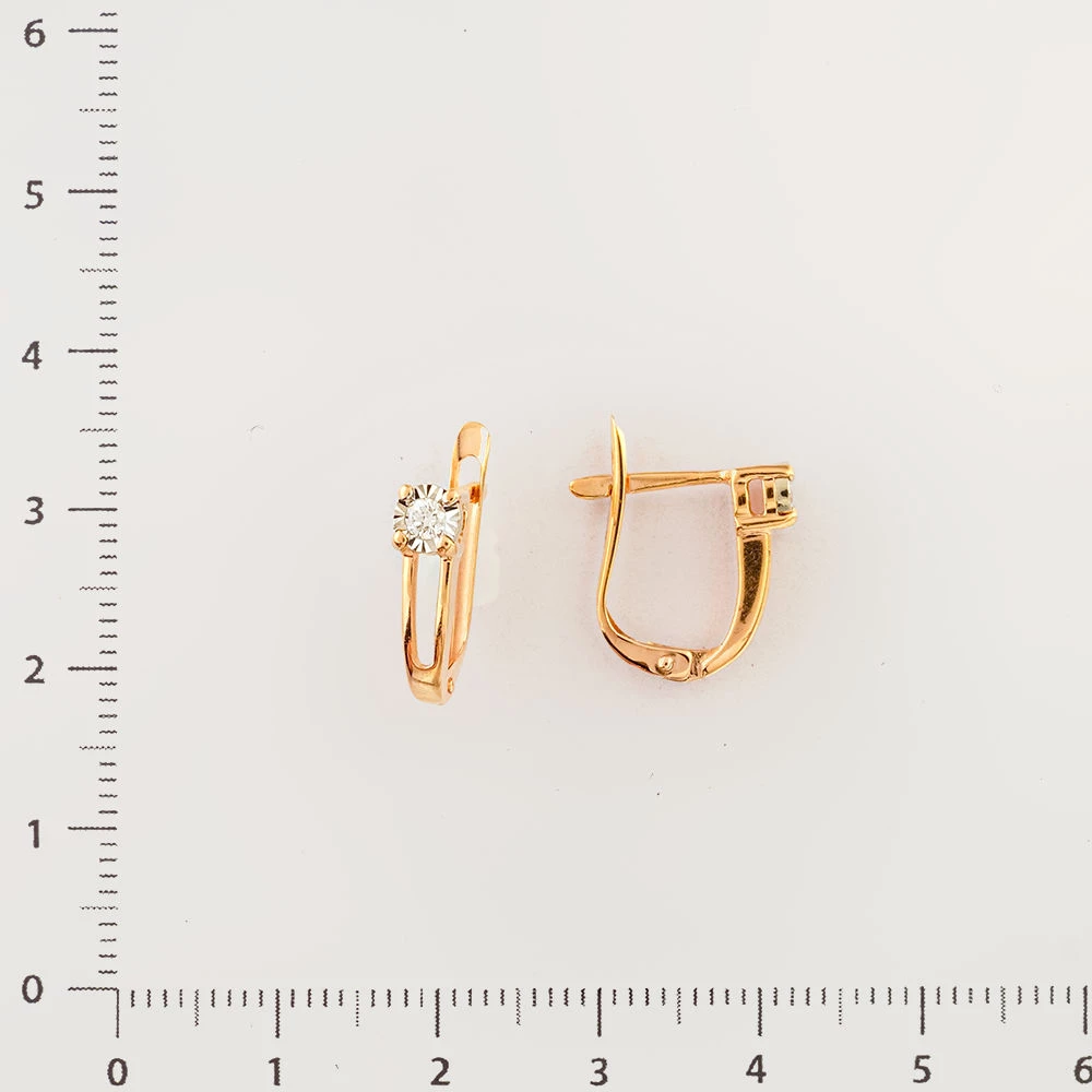 Серьги с бриллиантом из красного золота 585 пробы