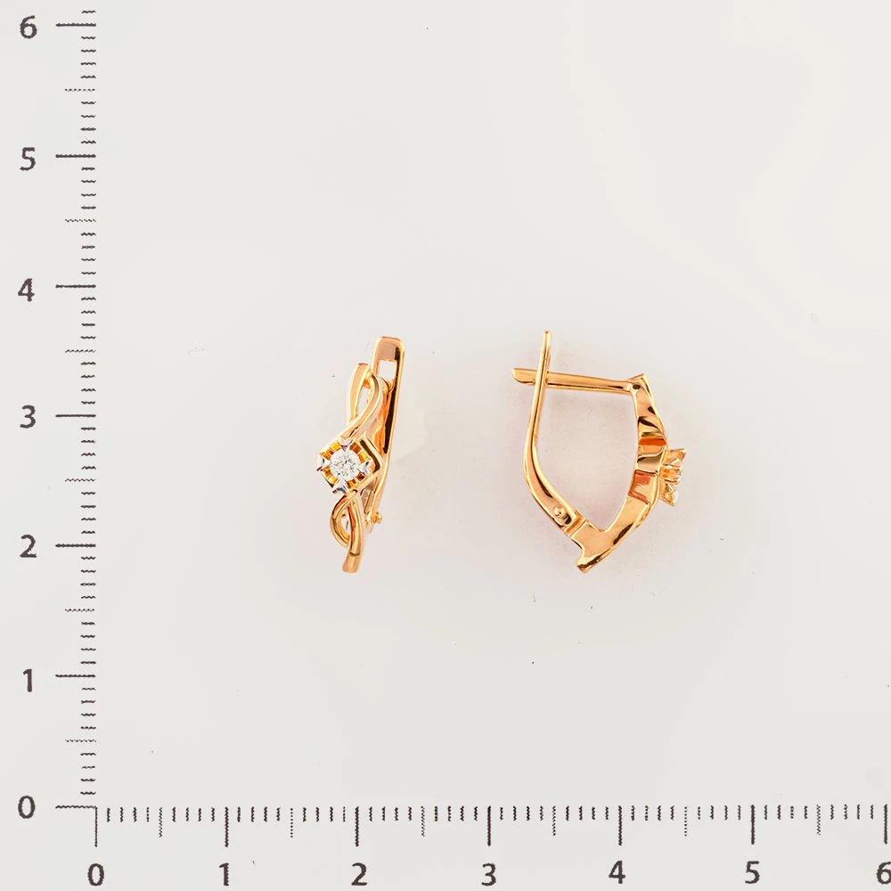 Серьги с бриллиантом из красного золота 585 пробы