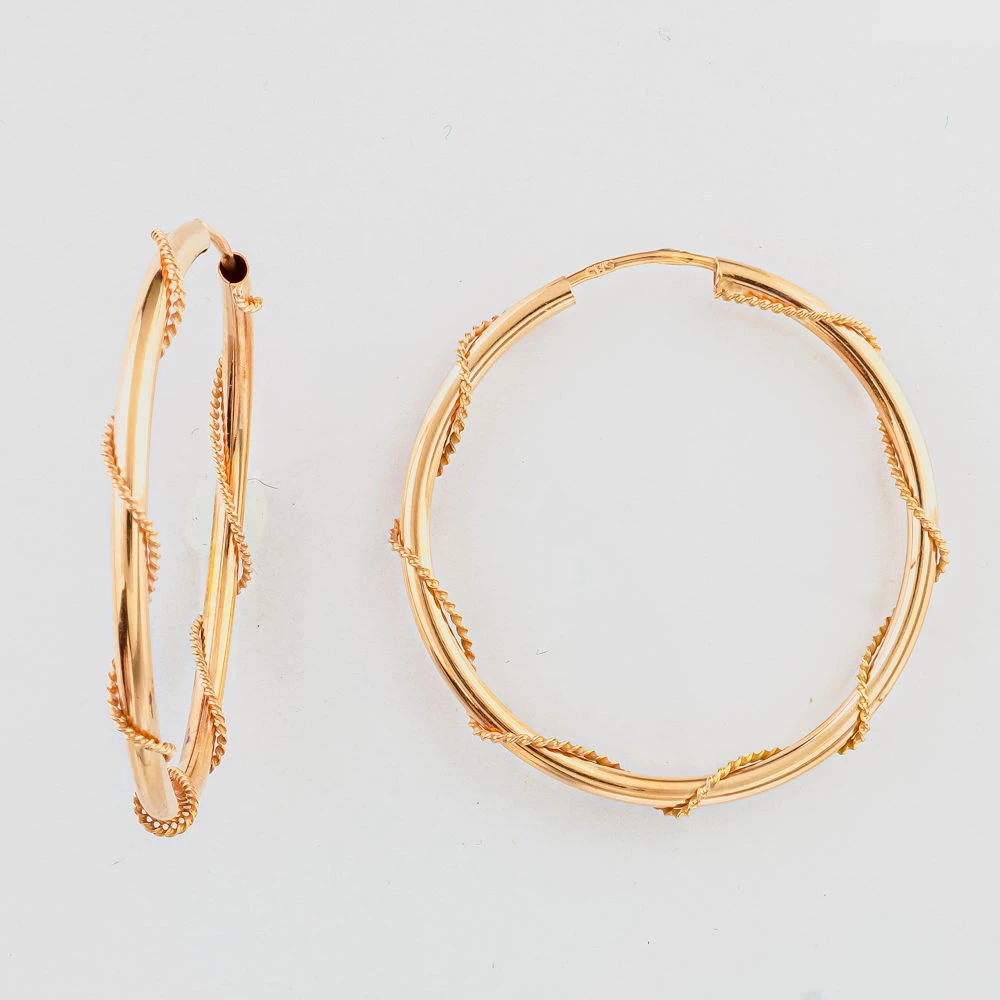 Серьги конго из красного золота 585 пробы