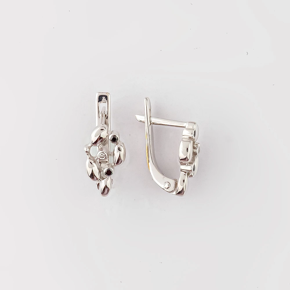 Серьги с бриллиантом из белого золота 585 пробы