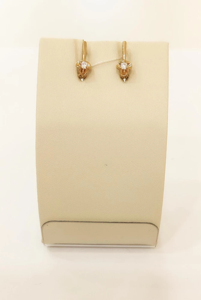 Серьги с фианитом из красного золота 585 пробы