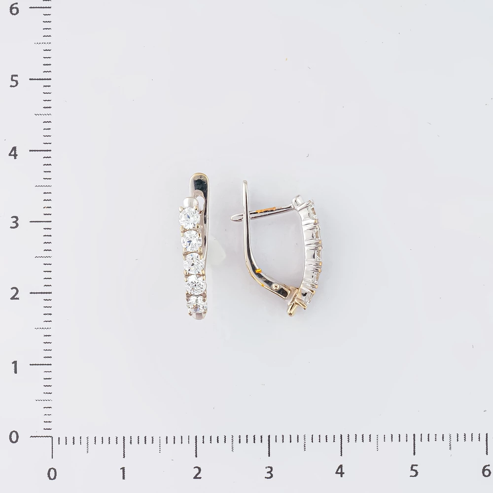 Серьги с фианитом из белого золота 585 пробы