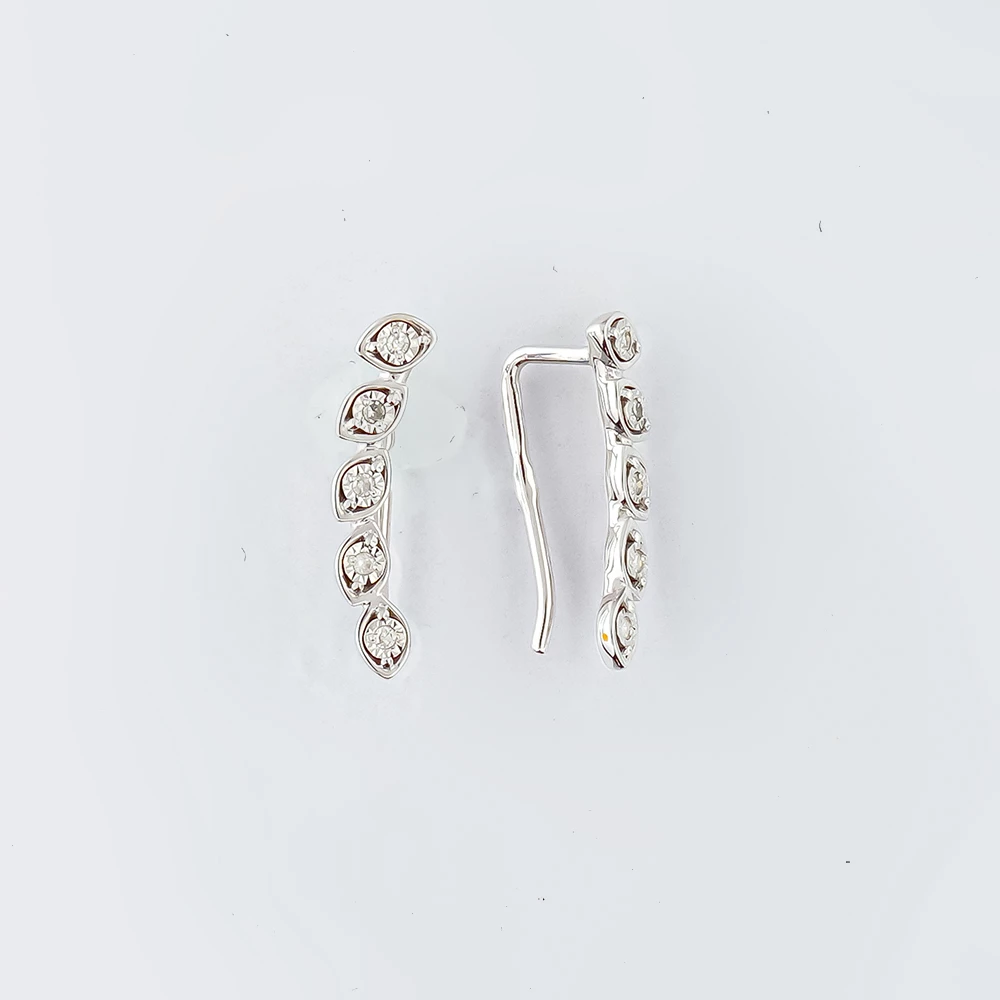 Серьги с бриллиантом из белого золота 585 пробы