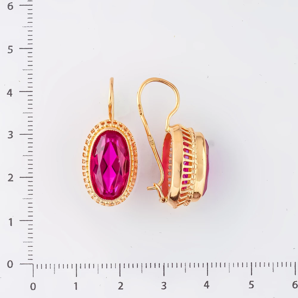 Серьги с фианитом из красного золота 583 пробы