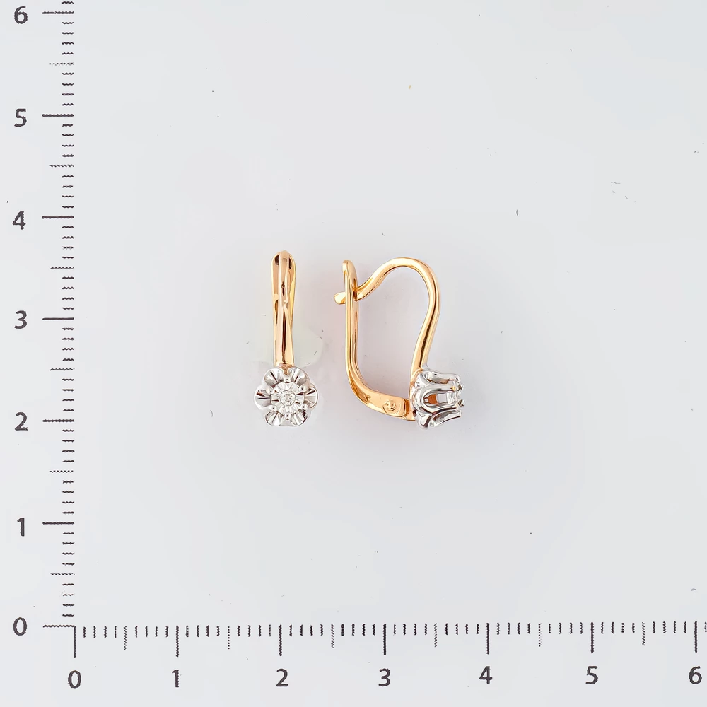 Серьги с бриллиантом из красного золота 585 пробы