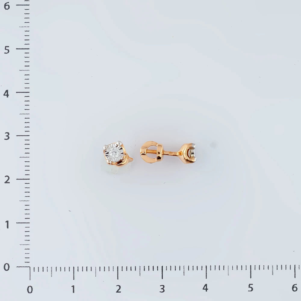 Серьги с бриллиантом из красного золота 585 пробы