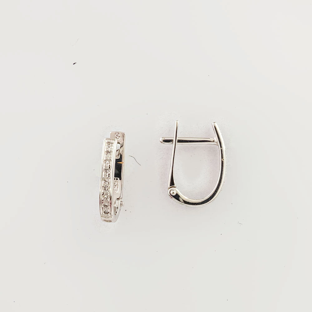 Серьги с бриллиантом из белого золота 585 пробы