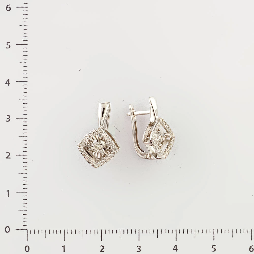 Серьги с бриллиантом из белого золота 585 пробы