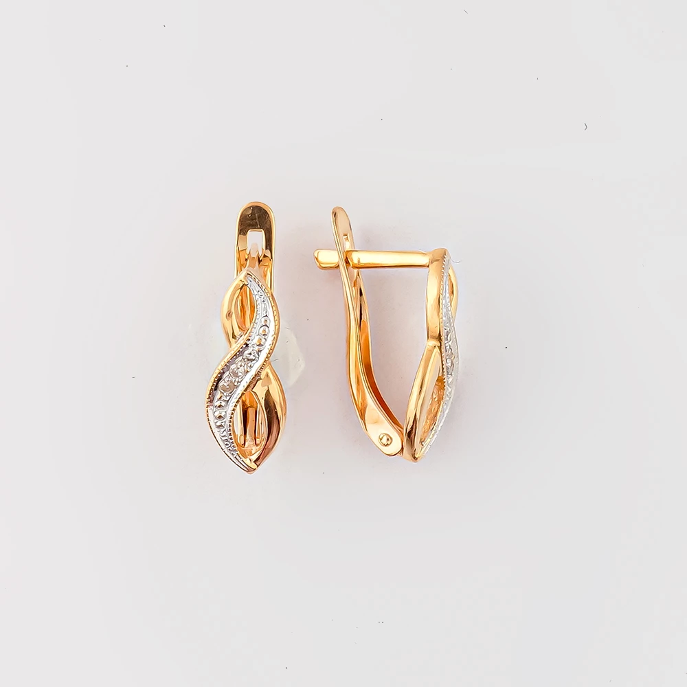 Серьги с бриллиантом из красного золота 585 пробы