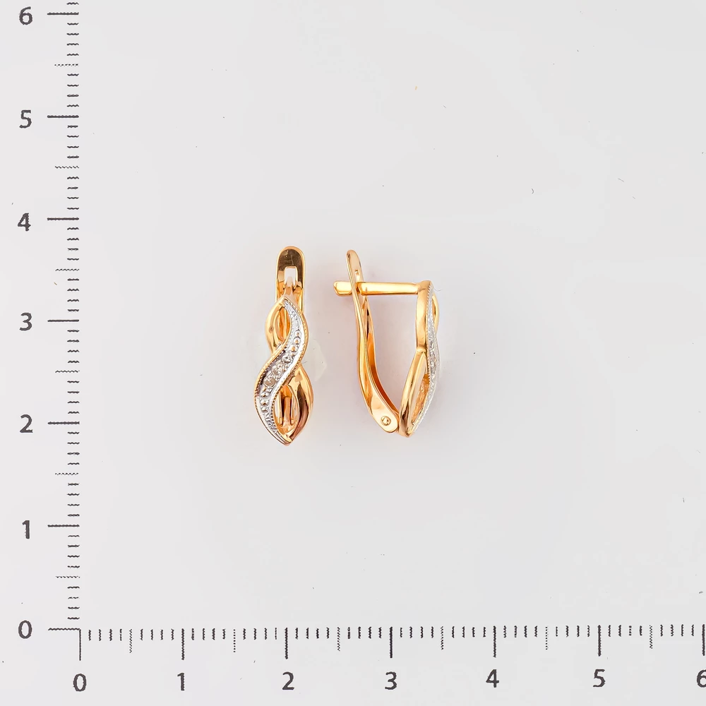 Серьги с бриллиантом из красного золота 585 пробы