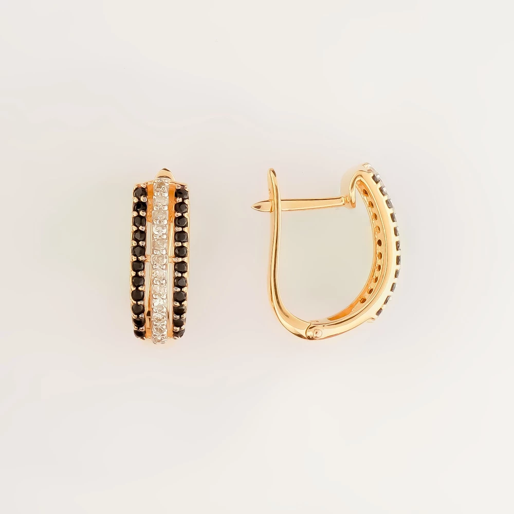 Серьги с бриллиантом из красного золота 585 пробы