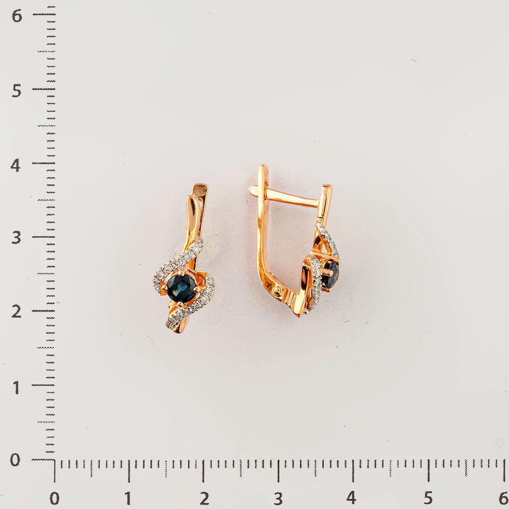 Серьги с сапфиром из красного золота 585 пробы