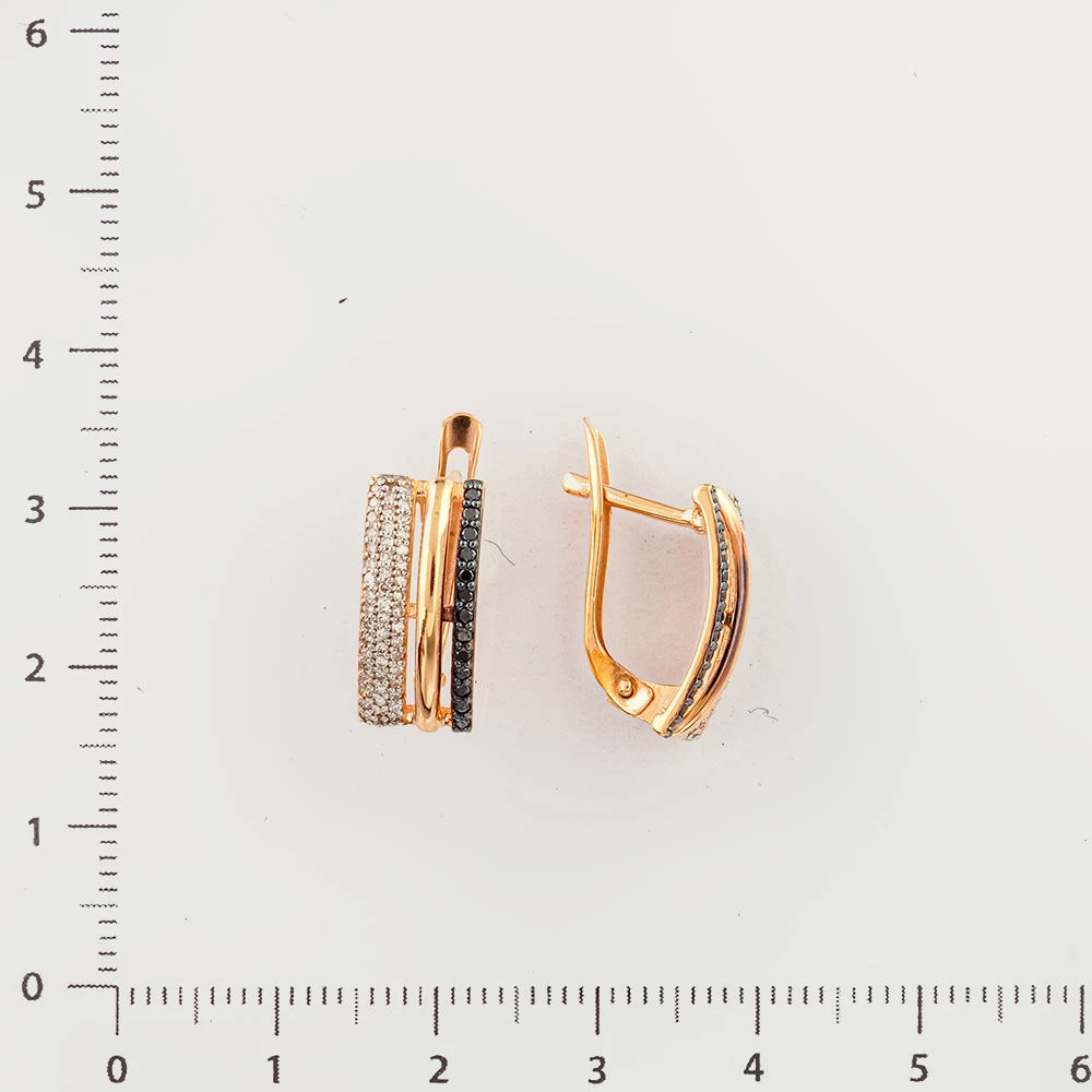 Серьги с бриллиантом из красного золота 585 пробы