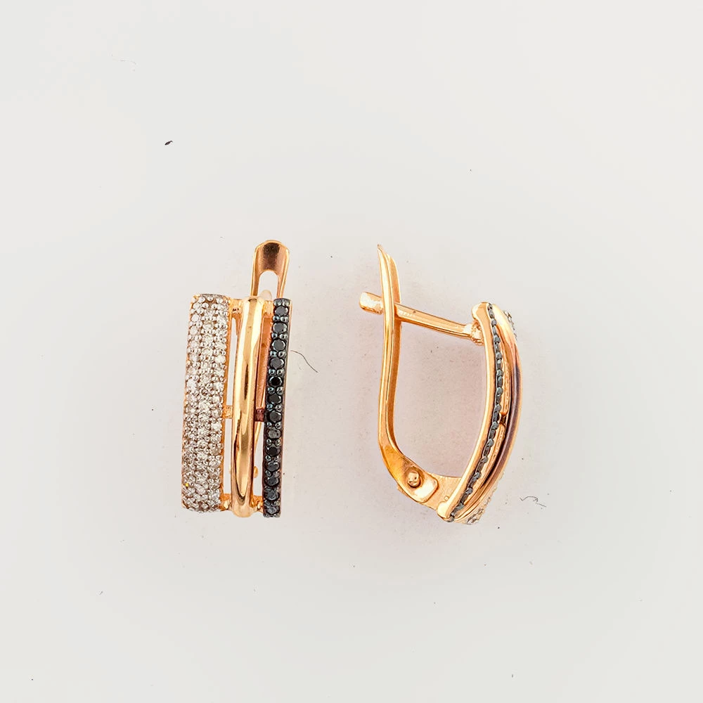 Серьги с бриллиантом из красного золота 585 пробы