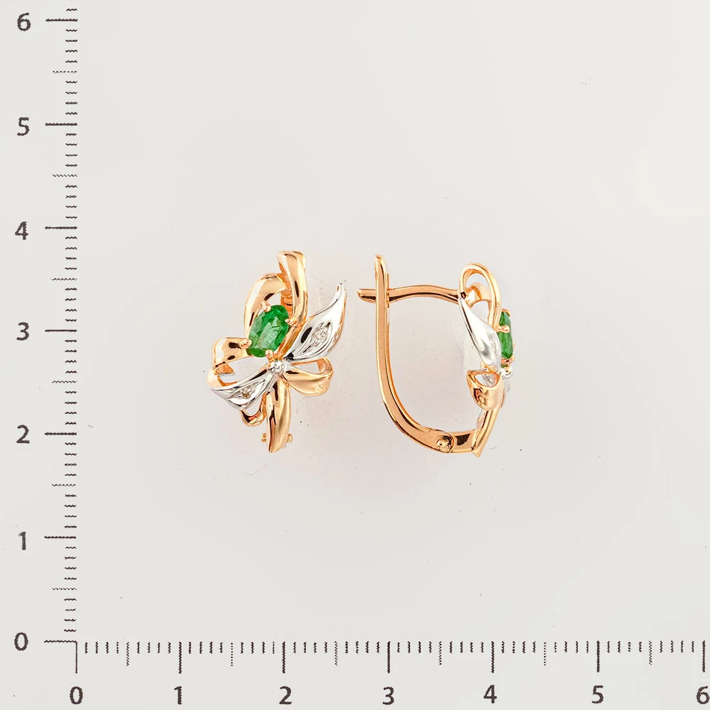 Серьги с изумрудом из красного золота 585 пробы