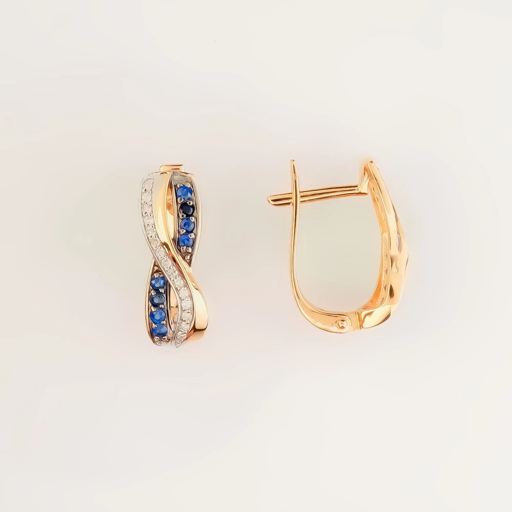 Серьги с сапфиром из красного золота 585 пробы