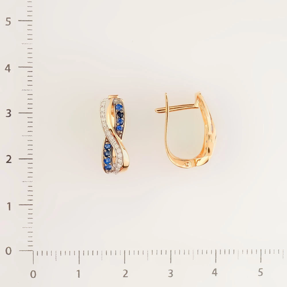 Серьги с сапфиром из красного золота 585 пробы
