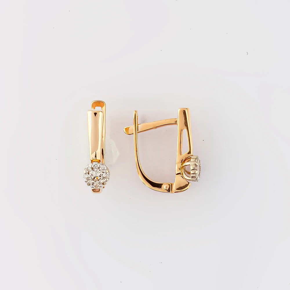 Серьги с бриллиантом из красного золота 585 пробы