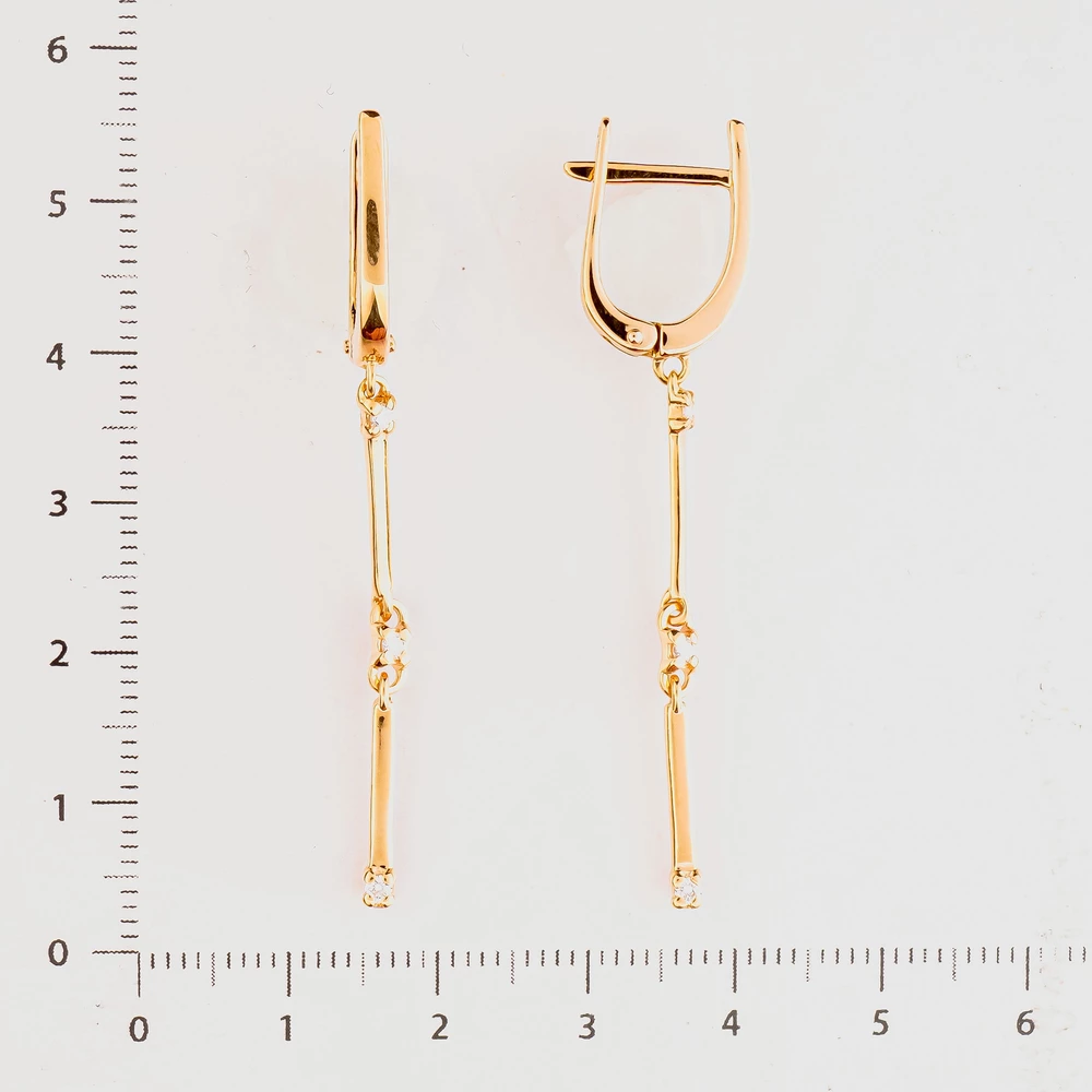 Серьги с бриллиантом из красного золота 585 пробы