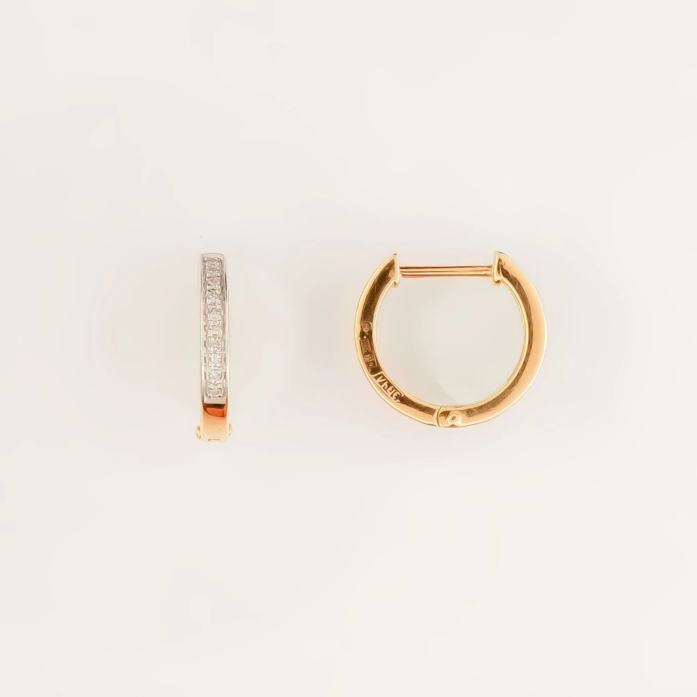 Серьги конго с бриллиантом из красного золота 585 пробы