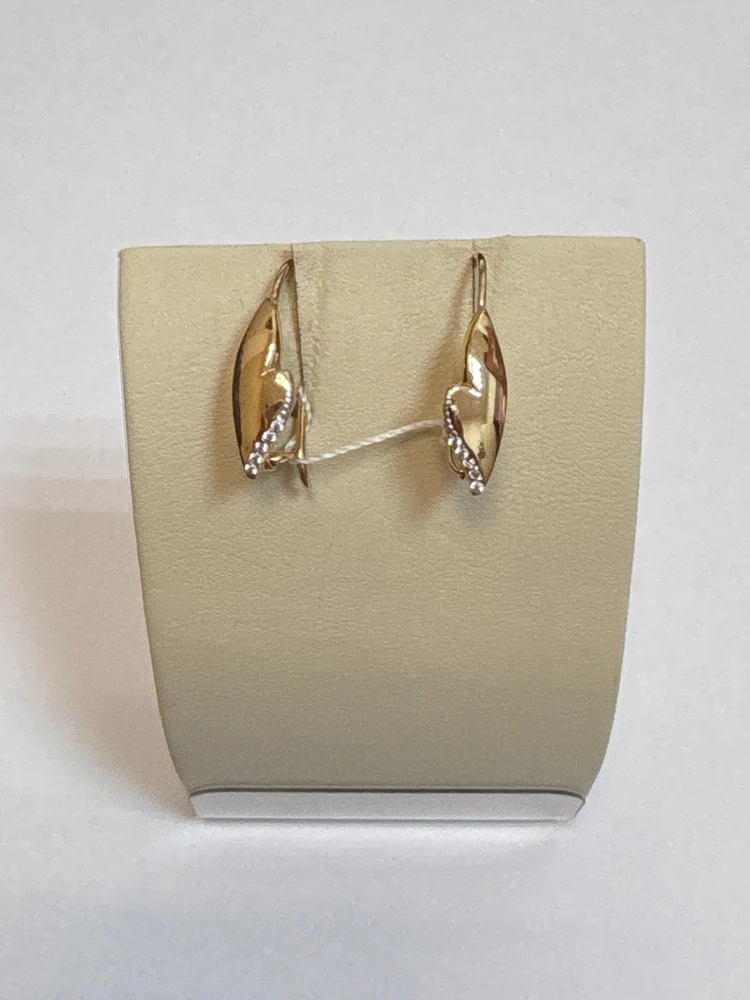 Серьги с фианитом из красного золота 585 пробы