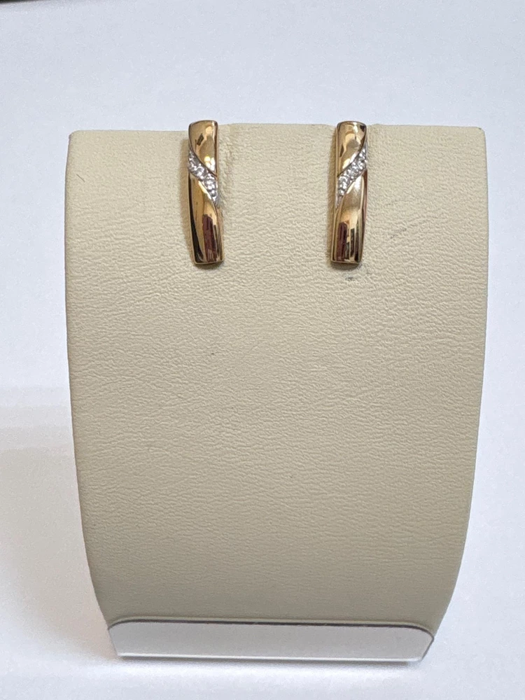 Серьги с фианитом из красного золота 585 пробы