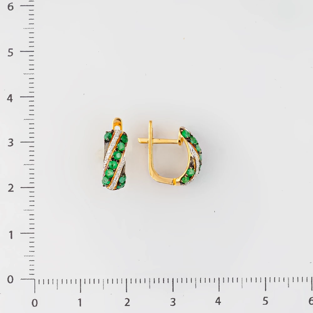 Серьги с изумрудом из желтого золота 585 пробы