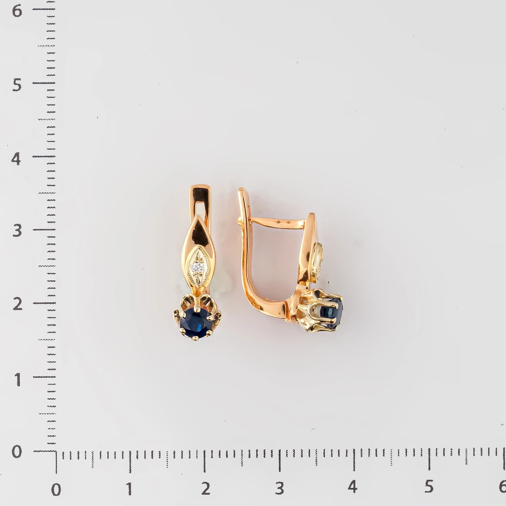 Серьги с сапфиром из красного золота 585 пробы