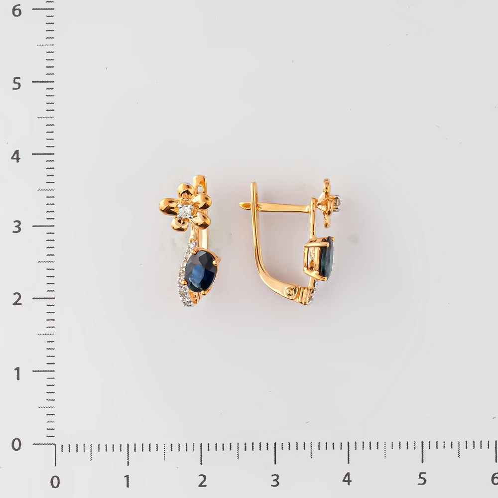 Серьги с сапфиром из красного золота 585 пробы