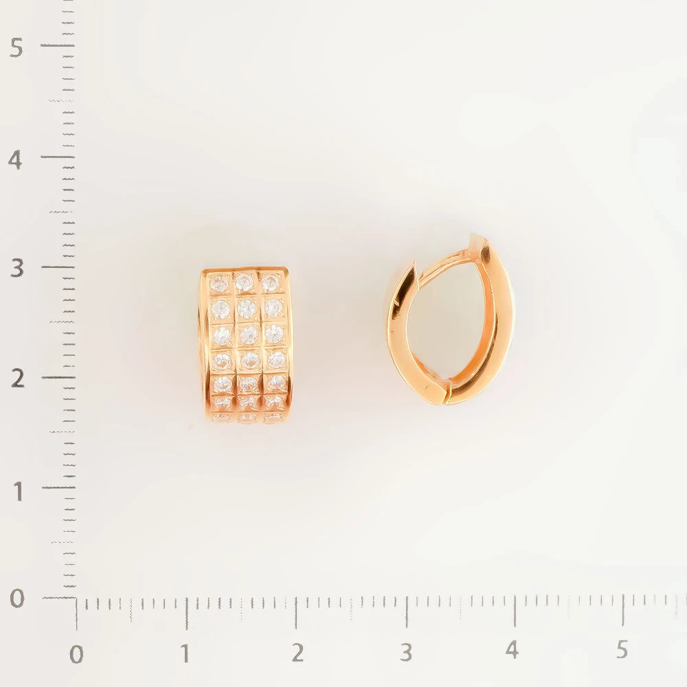 Серьги с фианитом из красного золота 585 пробы