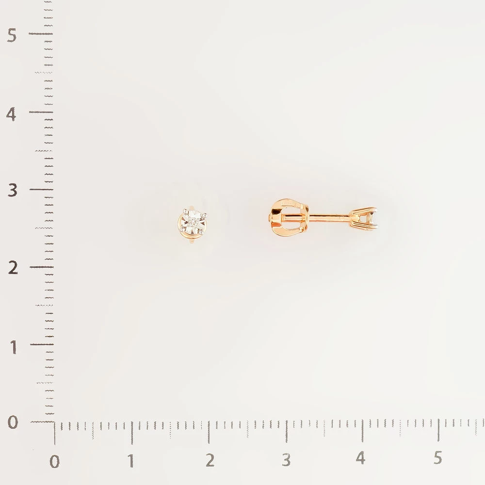 Серьги с бриллиантом из красного золота 585 пробы