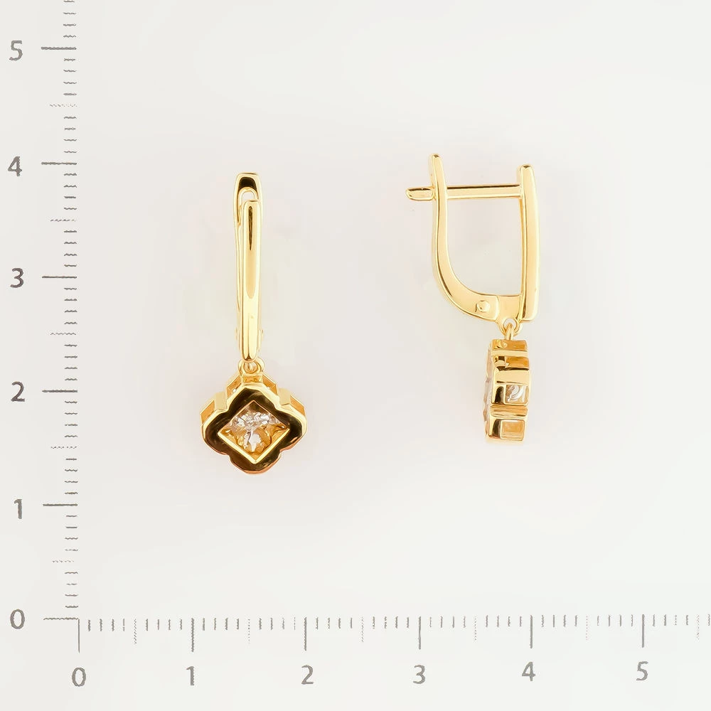 Серьги с бриллиантом из желтого золота 585 пробы