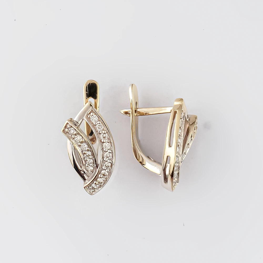 Серьги с бриллиантом из белого золота 585 пробы