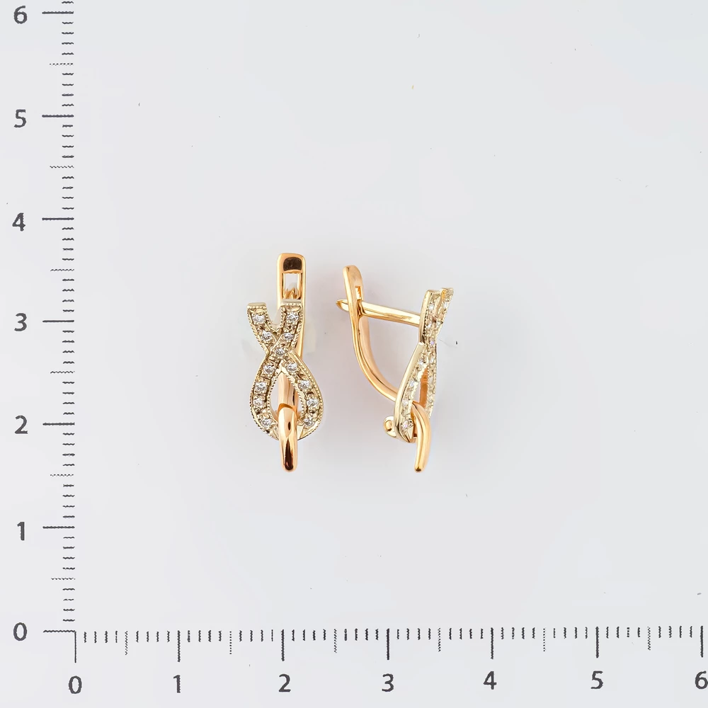 Серьги с бриллиантом из красного золота 585 пробы