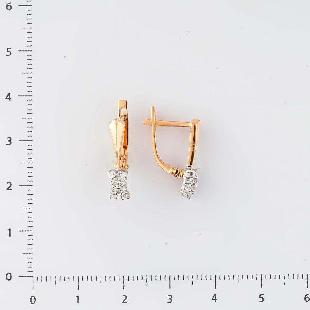 Серьги с бриллиантом из красного золота 585 пробы