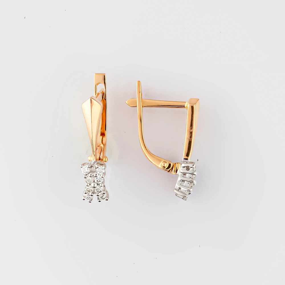 Серьги с бриллиантом из красного золота 585 пробы